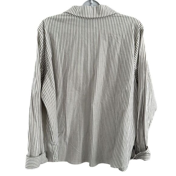 Linea by Louis‎ Dell'Olio Tan Stripe Colorful Embroidered Flowers Blouse Size XL - Picture 2 of 6